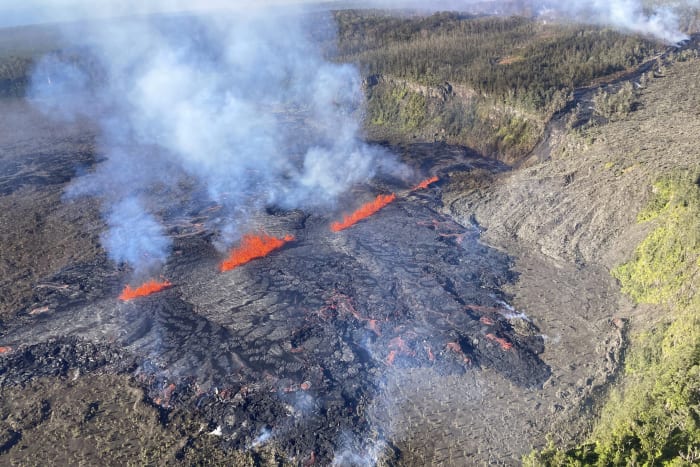 De Kilauea-vulkaan op Hawaï barst opnieuw uit in een afgelegen deel van een nationaal park