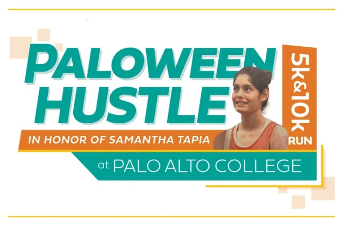 Als oprecht eerbetoon ter ere van een moedige atleet kondigt Palo Alto College met trots de Paloween Hustle 5k/10k Run aan ter ere van Samantha Tapia.