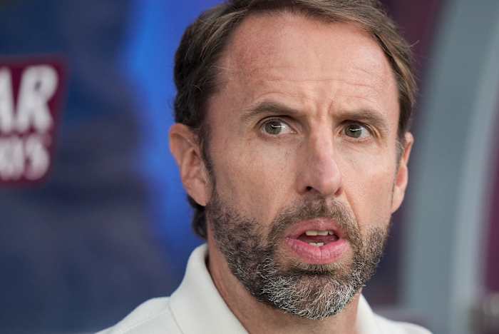 BESTAND - De toenmalige Engelse manager Gareth Southgate kijkt toe tijdens de finale tussen Spanje en Engeland op het Euro 2024-voetbaltoernooi in Berlijn, Duitsland, 14 juli 2024. (AP Photo/Matthias Schrader, File)