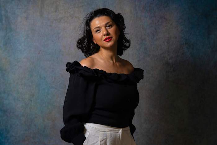 Khatia Buniatishvili poseert voor een portret op dinsdag 24 september 2024 in New York. (AP Foto/Gary Gerard Hamilton)