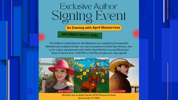 Vier de release van 'Razoo in the Wetlands', een kinderboek geïnspireerd op het Mitchell Lake Audubon Center, tijdens een speciaal signeerevenement.