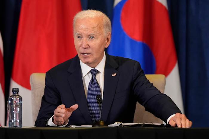 Biden prijst de samenwerking tijdens de ontmoeting met Zuid-Koreaanse en Japanse leiders te midden van zorgen over Noord-Korea