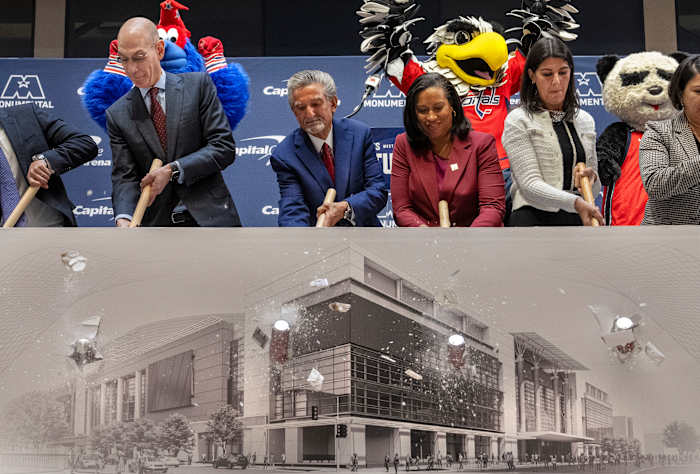 DC-leiders en NBA-commissaris vieren de start van een $800 miljoen kostende renovatie van de arena in de binnenstad