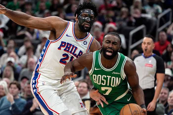 Embiid schudt de val van voor de wedstrijd van zich af en leidt Sixers naar een 118-114 overwinning op Celtics