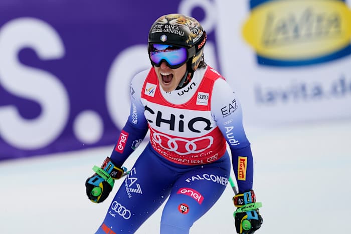 Brignone verslaat Goggia voor Italiaans 1-2 in Wereldbeker downhill. Vonn mist Gate en eindigt niet