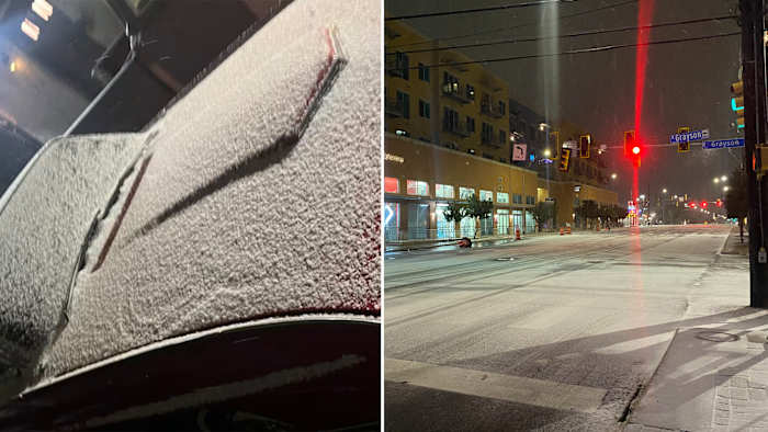 De sneeuw neemt af en eindigt bij zonsopgang