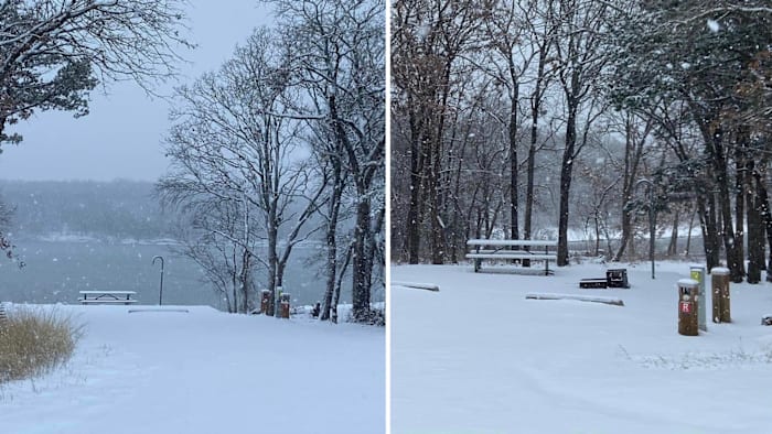Foto's en video's leggen besneeuwde taferelen vast in Texas State Parks