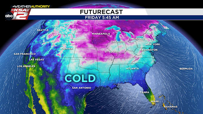 Artic Air brengt ijskoude koeltemperaturen van de wind naar Texas