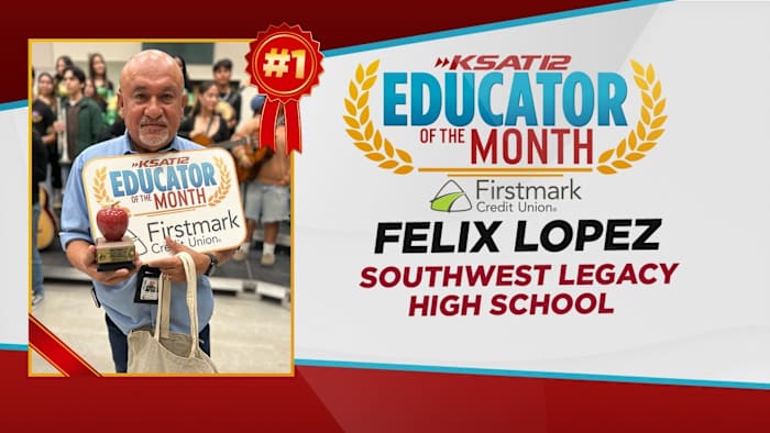 Southwest Legacy High School Head Custodian Felix Lopez noemde KSAT's Educator of the Month