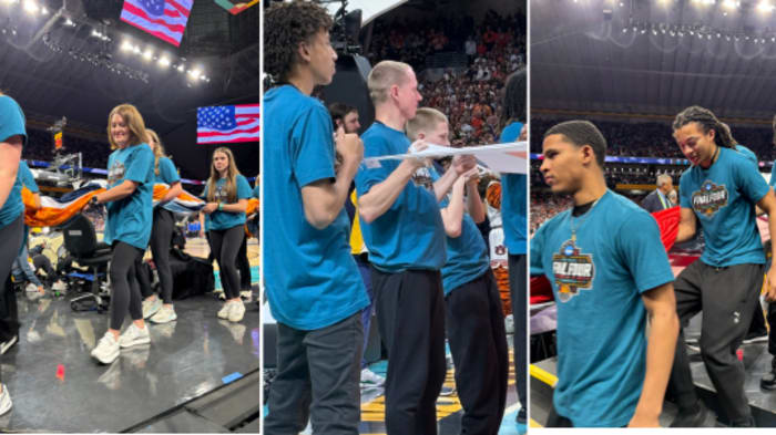 4 San Antonio High School -teams vieren Final Four met pregame festiviteiten, vlaggenpresentaties