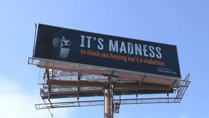 Billboards in San Antonio tijdens het laatste vier weekendoproep om sekshandel te stoppen