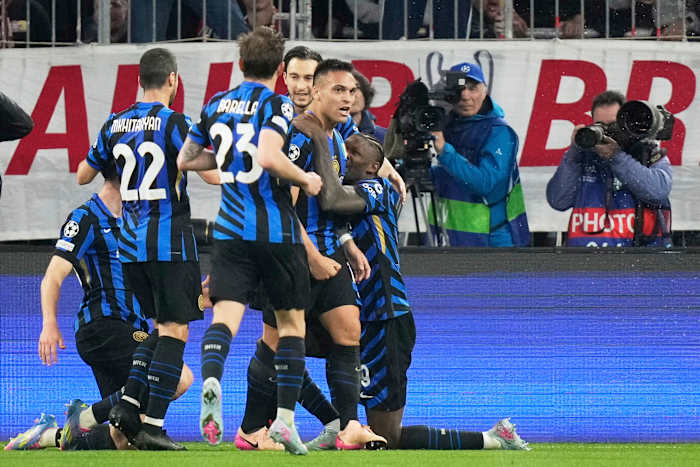 Kane Misses, Fratteni scores als Inter Beats Bayern 2-1 in 1e etappe van Champions League-kwartfinale