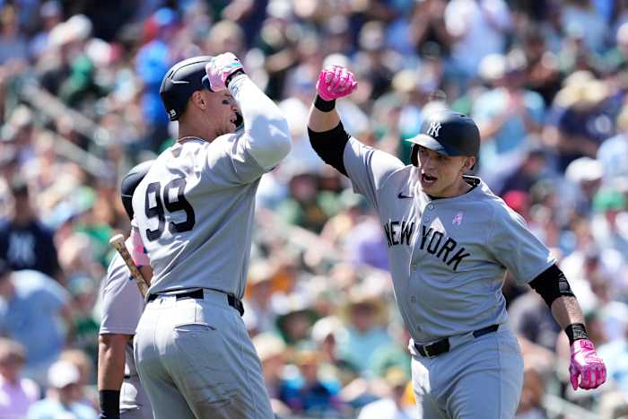 Aaron Judge krijgt 4 hits om zijn gemiddelde te verhogen tot .409 en de Yankees verslaan de A's 12-2