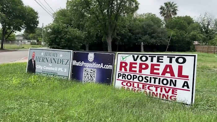 Balcones Heights burgemeester, politie botsing op de stemmingstoorstelling over vakbondsrechten