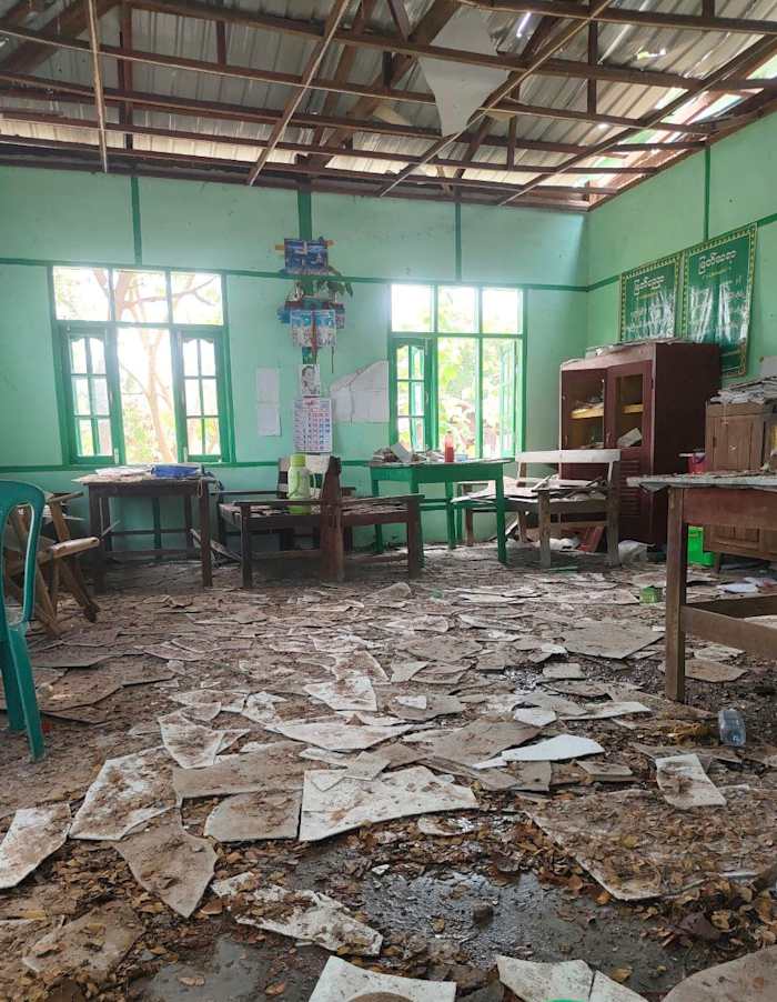 Een luchtaanval in centraal Myanmar doodt maximaal 22 mensen op een gebombardeerde school, zeggen rapporten