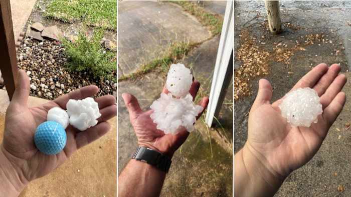 KSAT Connect Foto's Toon hagel in de omliggende gebieden van San Antonio