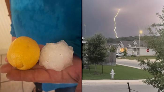 KSAT Connect -foto's Toon bliksem, hagel terwijl stormen door San Antonio en Hill Country rollen