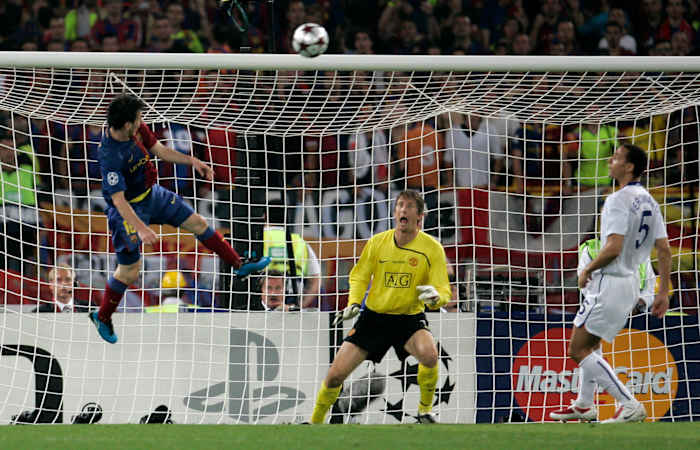 Messi's favoriete doelpunt, een kopbal voor Barcelona in 2009 Champions League -finale, om kunstwerk te worden