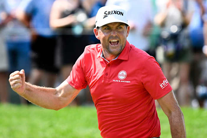 Keegan Bradley trekt een knaller om Fleetwood te ontkennen en het Travellers -kampioenschap te winnen