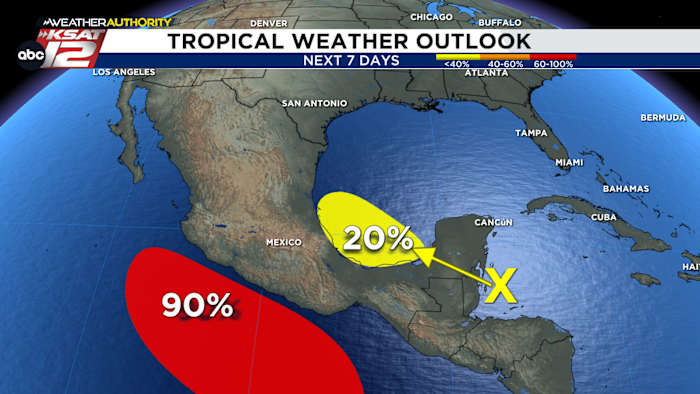 Stof en een kleine kans voor tropische ontwikkeling in de Golf