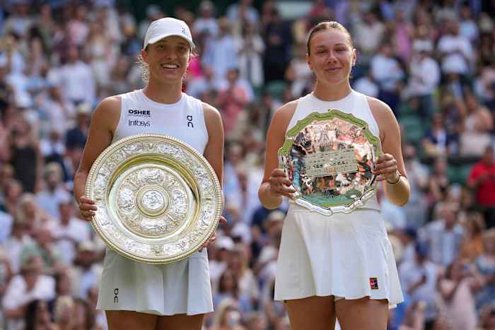 Iga Swiatek staat op nummer 3 nadat Wimbledon en Amanda Anisimova in de top 10 staat. Sinner nog steeds nr. 1