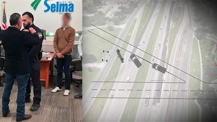 Off-duty Selma PD-officier 'adviseerde' na het rollen van de vrachtwagen; verlaten wapens, andere politieapparatuur