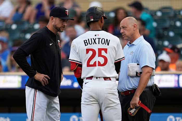 Twins houden Sore Buxton uit de startende line-up met gekneusde hand, maar verwacht dat All-Star in orde is