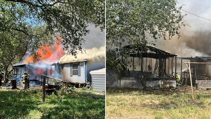 Meerdere agentschappen vechten tegen huisvuur in Pleasanton, Atascosa County Fire Marshal zegt