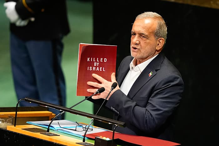 De president van Iran schiet ons uit, Israëlische aanvallen voor het omgaan met 'zware klap' in vrede als sancties opdrijven