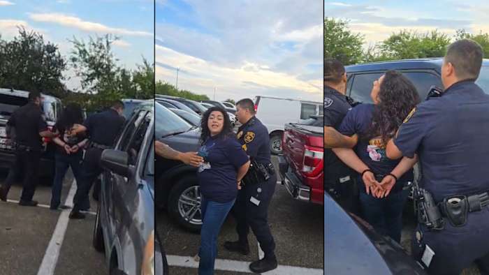 Edgewood ISD Police Report beweert dat de vrouw zich verzette tegen arrestatie, in het bestuurvergadering ingediend