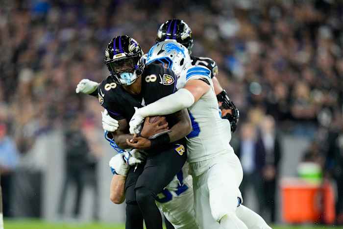 Ravens duwde rond, Jackson achtervolgde in vernedering van 38-30 verlies voor leeuwen