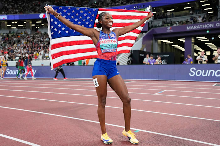 Schuine Sevilla sluit zich aan bij Bolt als Jamaicaanse sprintkampioen. Jefferson-Wooden wint goud voor ons