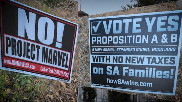 BEKIJK: Inwoners van Lavaca doen mee aan de stemming in de Spurs-arena