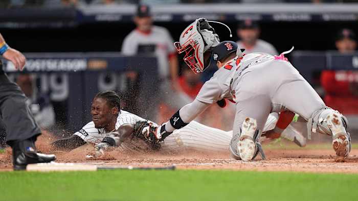 Jazz Chisholm Jr. Een gamer voor Yankees in seizoensbesparende playoff-overwinning op Red Sox