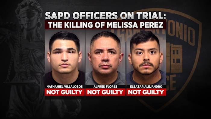 De jury acht alle drie ex-SAPD-agenten die beschuldigd zijn van de moord op Melissa Perez niet schuldig in het proces dat een maand duurde