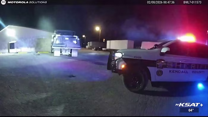 Bodycam-video toont hoe een hulpsheriff van Kendall County geweervuur ​​uitwisselt met een gewapende verdachte op de parkeerplaats van een motel