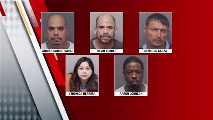Vijf van hen worden aangeklaagd in verband met een 'huurmoord'-complot, zegt de sheriff van Bexar County