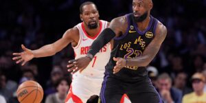 LeBron scoort 28, leidt Lakers met weinig handen voorbij Durant’s Rockets opnieuw met 101-94 voor 2-0 voorsprong in de reeks
