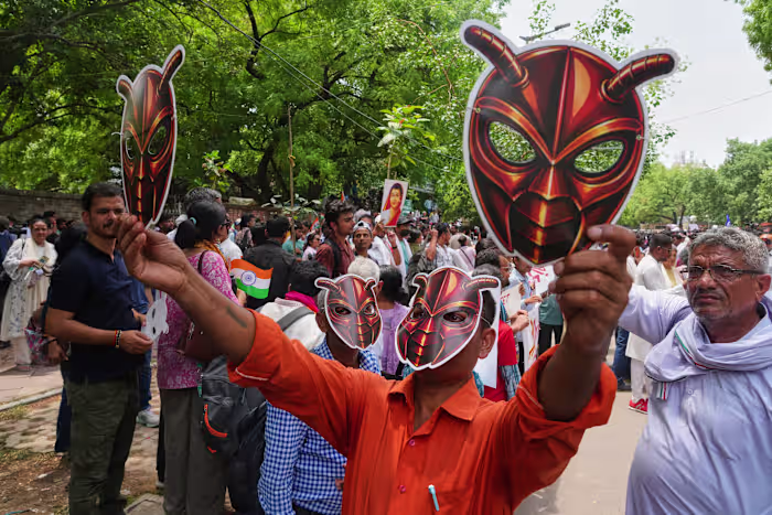 De neppolitieke partij voor de jonge ‘kakkerlakken’ van India houdt eerste straatprotest