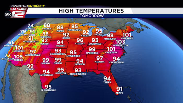 New York heeft dit jaar de 100° bereikt vóór San Antonio! Plus: uw voorspelling voor 4 juli