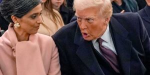 Trump leest een kinderboek op de podcast van Usha Vance en gaat vervolgens in op eerdere presidenten en zichzelf