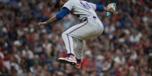 Mets-rookie Jefry Yan viert viraal hoogvliegend feest nadat hij zijn eerste MLB-slagman met drie slag heeft uitgeschakeld