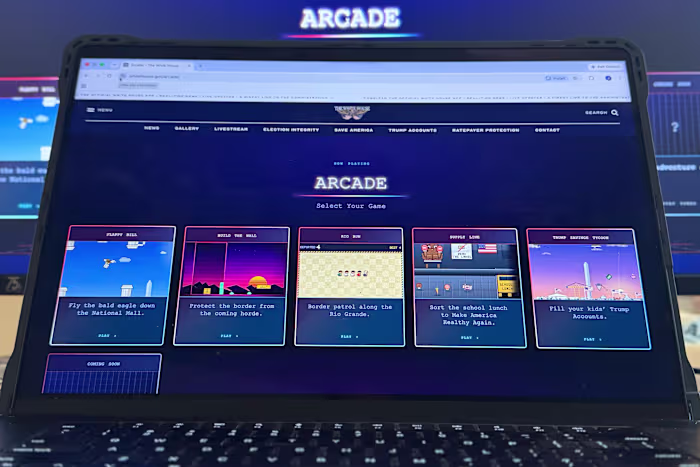 De website van het Witte Huis introduceert 5 retro arcade-videogames die de agenda van Trump promoten